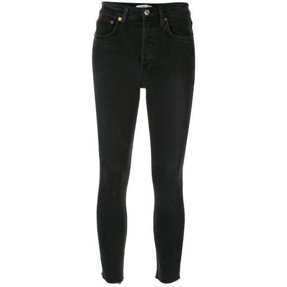 RE/DONE Comfort Stretch High Rise Ankle Crop Jeans in Black 26 - Picture 5 of 5